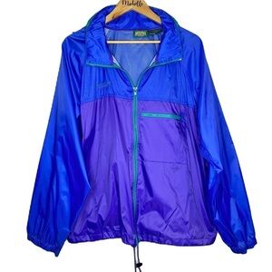 VINTAGE American Eagle 80s Zip Up Windbreaker Packable Hood Lightweight Mens XL